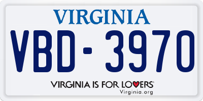 VA license plate VBD3970