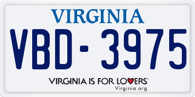VA license plate VBD3975