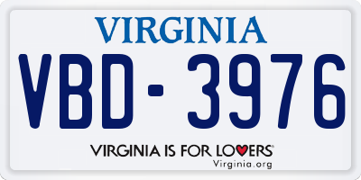 VA license plate VBD3976