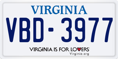 VA license plate VBD3977