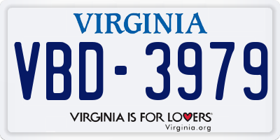 VA license plate VBD3979