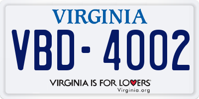 VA license plate VBD4002