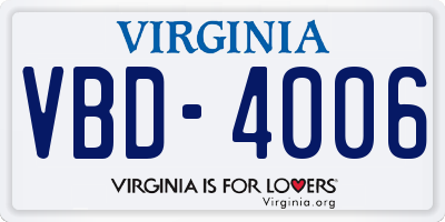 VA license plate VBD4006