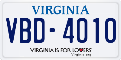VA license plate VBD4010