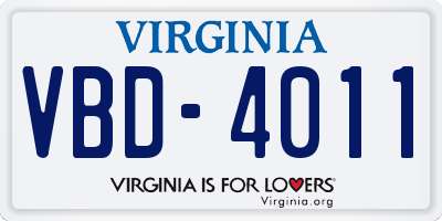 VA license plate VBD4011