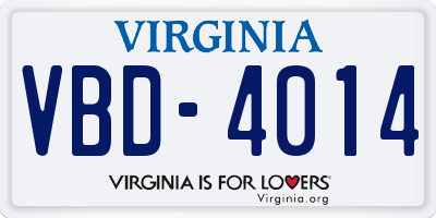 VA license plate VBD4014