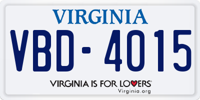 VA license plate VBD4015