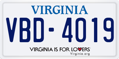 VA license plate VBD4019
