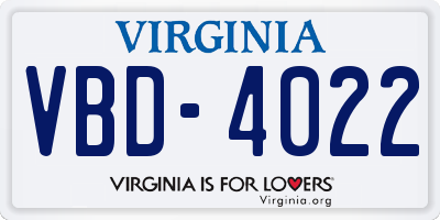 VA license plate VBD4022