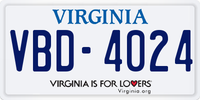VA license plate VBD4024