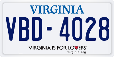 VA license plate VBD4028