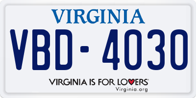 VA license plate VBD4030
