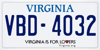 VA license plate VBD4032