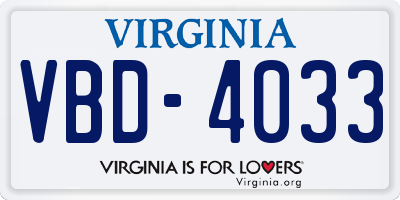 VA license plate VBD4033