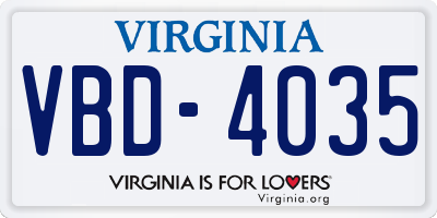 VA license plate VBD4035