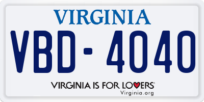 VA license plate VBD4040