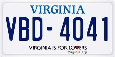VA license plate VBD4041