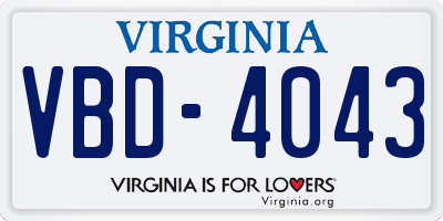 VA license plate VBD4043