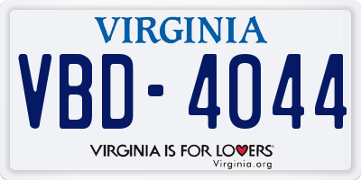 VA license plate VBD4044