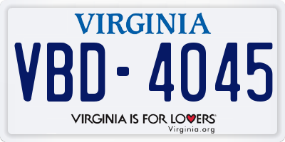 VA license plate VBD4045