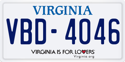 VA license plate VBD4046
