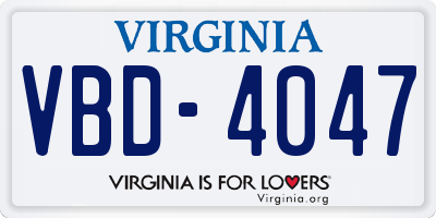 VA license plate VBD4047
