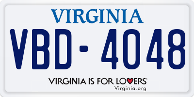 VA license plate VBD4048