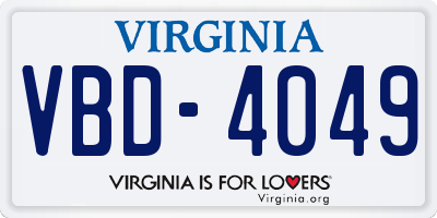 VA license plate VBD4049