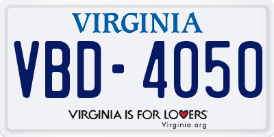 VA license plate VBD4050