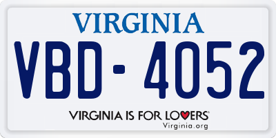 VA license plate VBD4052