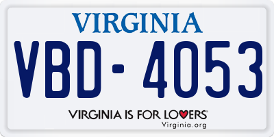 VA license plate VBD4053