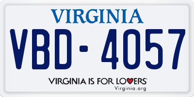 VA license plate VBD4057
