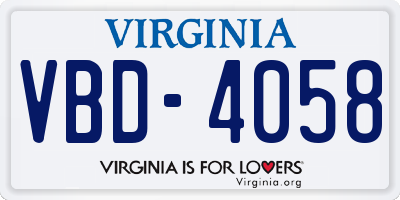 VA license plate VBD4058