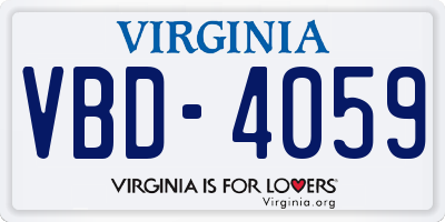 VA license plate VBD4059