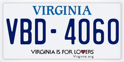 VA license plate VBD4060