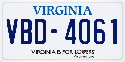VA license plate VBD4061