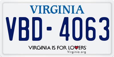 VA license plate VBD4063