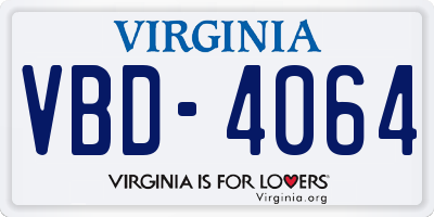 VA license plate VBD4064