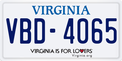 VA license plate VBD4065