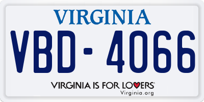 VA license plate VBD4066