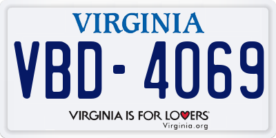 VA license plate VBD4069