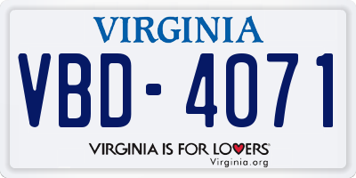 VA license plate VBD4071