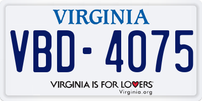 VA license plate VBD4075