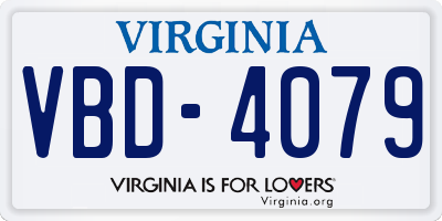 VA license plate VBD4079