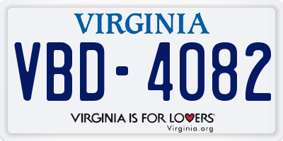 VA license plate VBD4082
