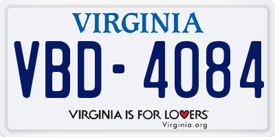 VA license plate VBD4084