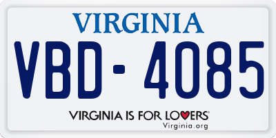VA license plate VBD4085