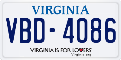 VA license plate VBD4086