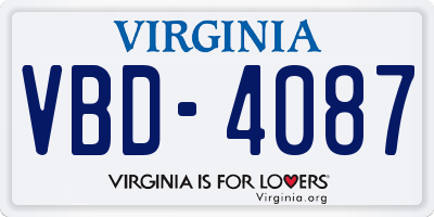 VA license plate VBD4087