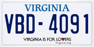 VA license plate VBD4091